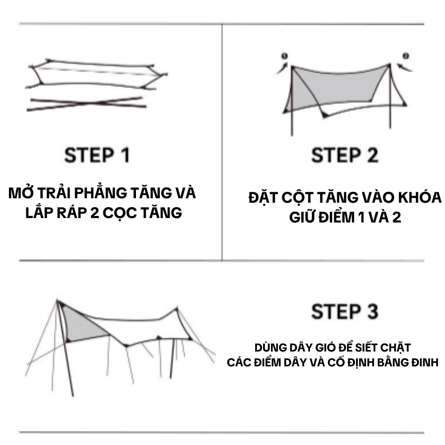 Tấm Tăng Bạt Dã Ngoại Chống Mưa, Tia UV, Chị Lực Gió Tốt Gấp Gọn Tiện Lợi
