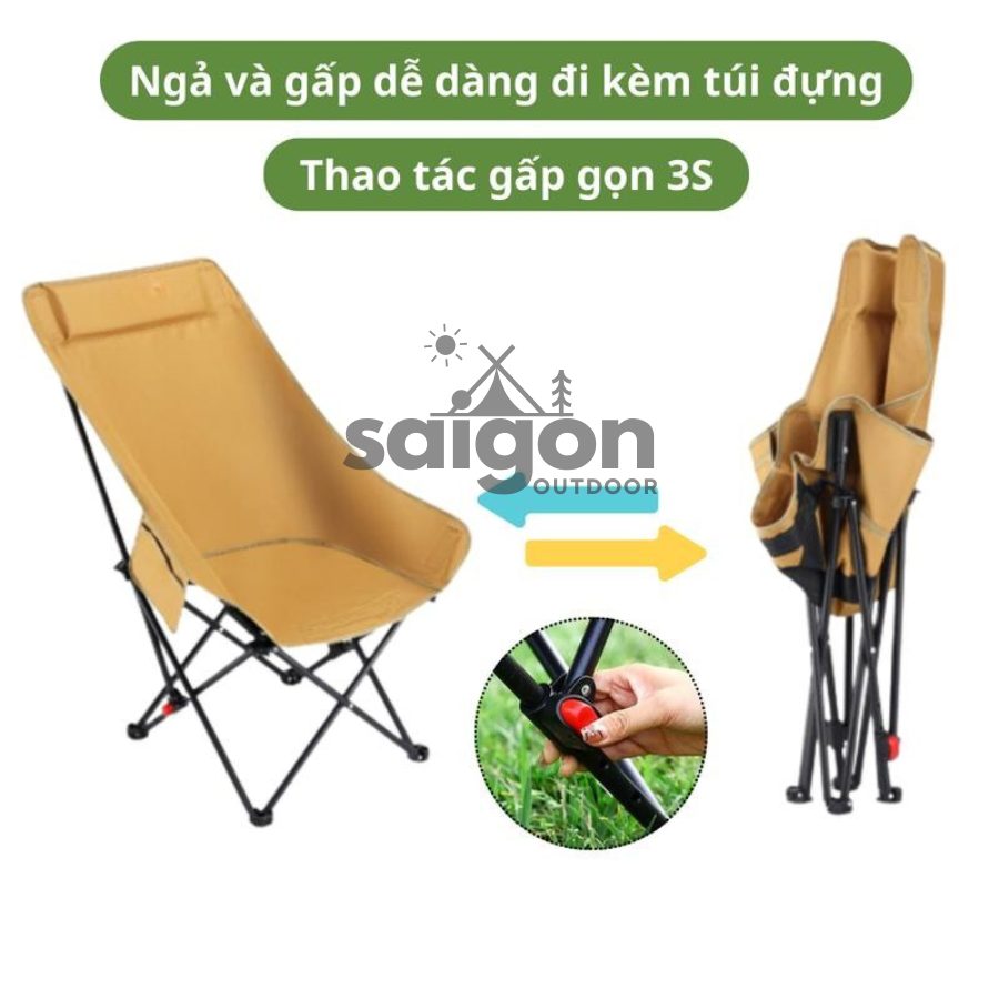 Ghế gấp gọn có dựa lưng cao điều chỉnh