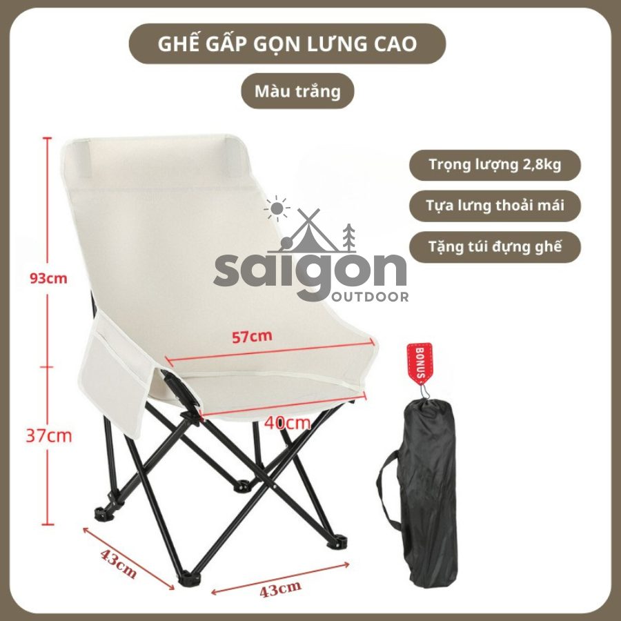 Ghế gấp gọn có dựa lưng cao