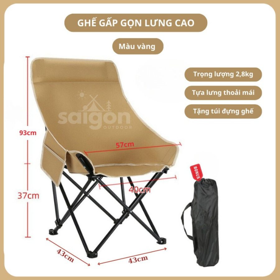 Ghế gấp gọn có dựa lưng cao