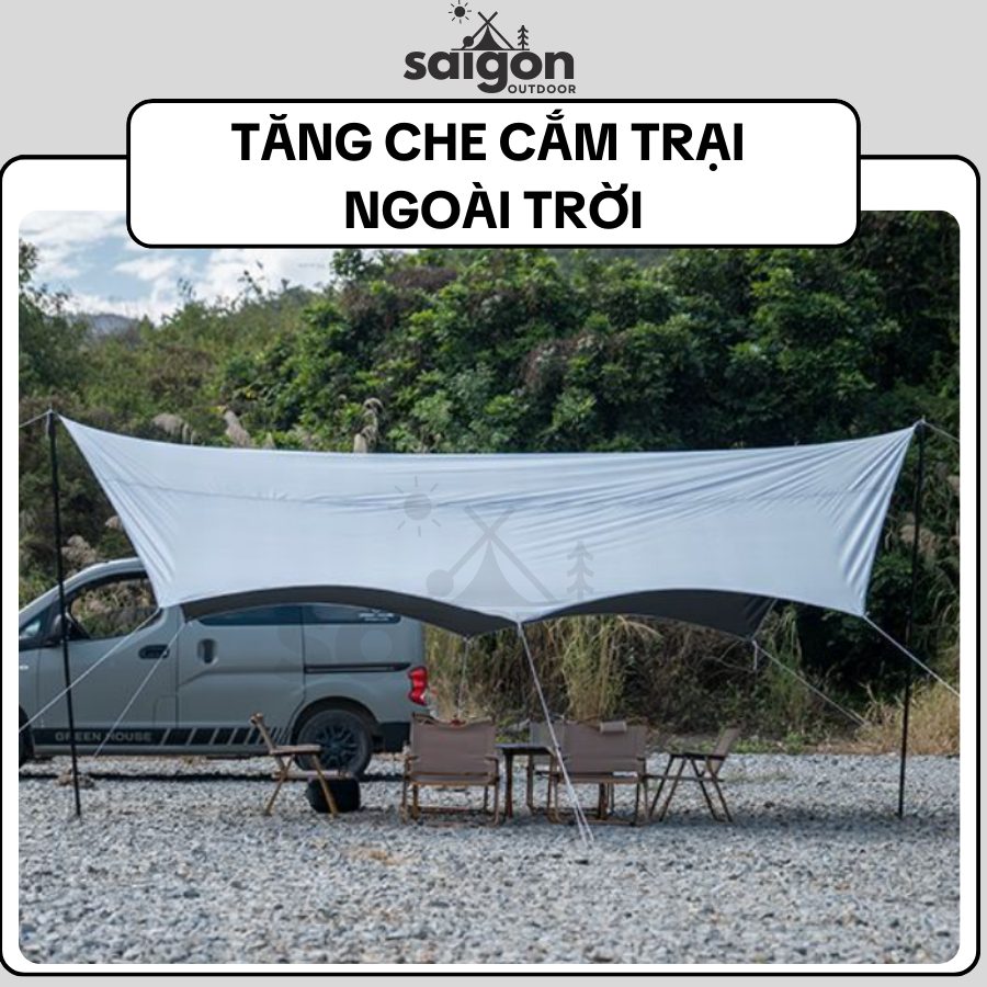 Tấm Tăng Bạt Dã Ngoại Chống Mưa, Tia UV, Chị Lực Gió Tốt Gấp Gọn Tiện Lợi