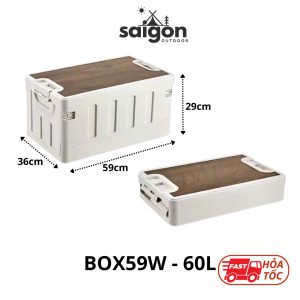 Thùng Đựng Đồ Gấp Gọn 60 Lít Nắp Vân Gỗ Siêu Chắc Chắn Chất Liệu Cao Cấp
