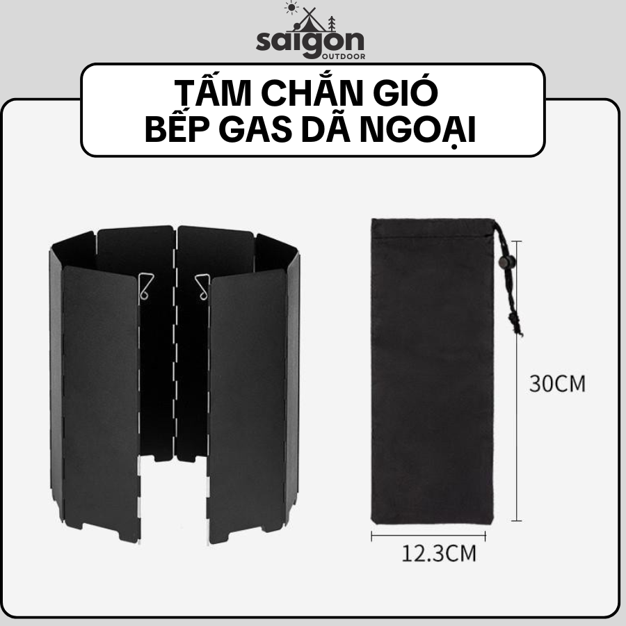 Kính Chắn Gió Bếp Gas Cắm Trại Bằng Nhôm Gấp Nhỏ Gọn, Bếp Nướng Ngoài Trời - Saigon Outdoor