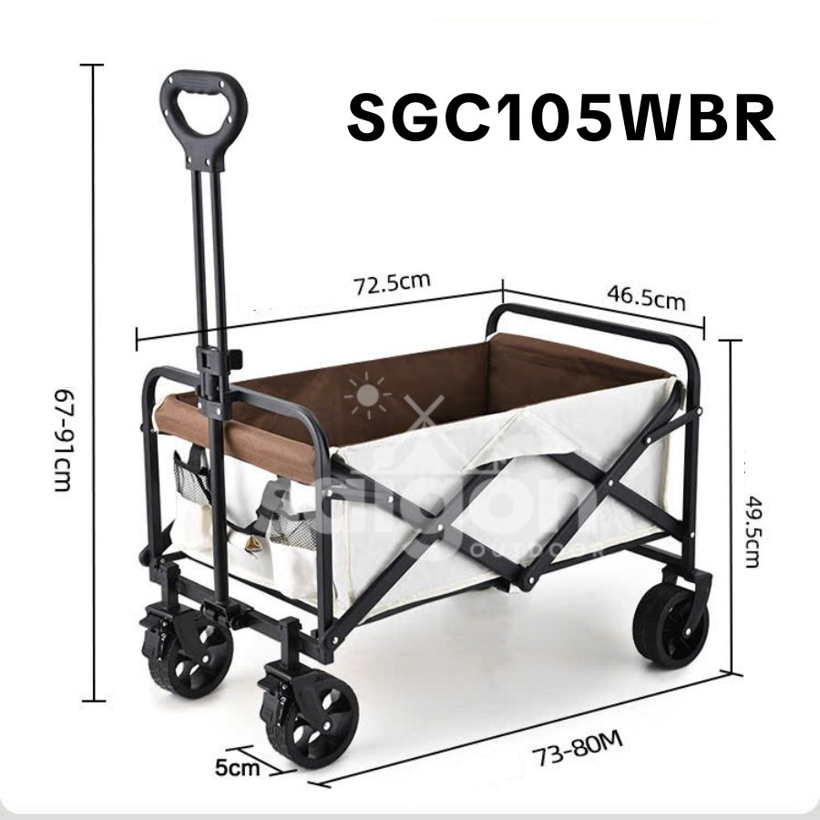 Xe kéo dã ngoại bánh xe lớn có khóa - Trắng nâu - SGC105WGR