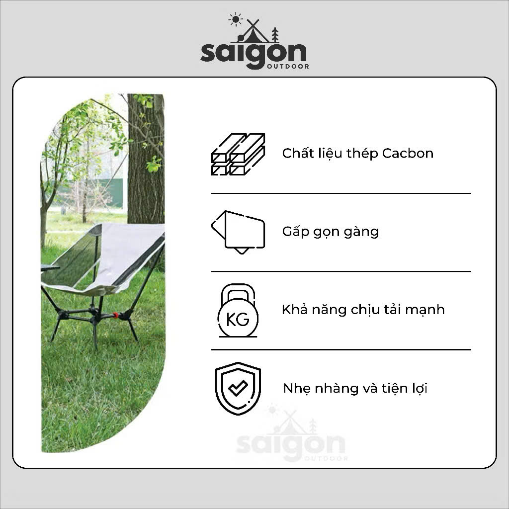 Ghế Dã Ngoại có thể tháo rời gấp gọn SAIGON OUTDOOR với 2 bên lưới thoáng mát và túi đựng bằng vải