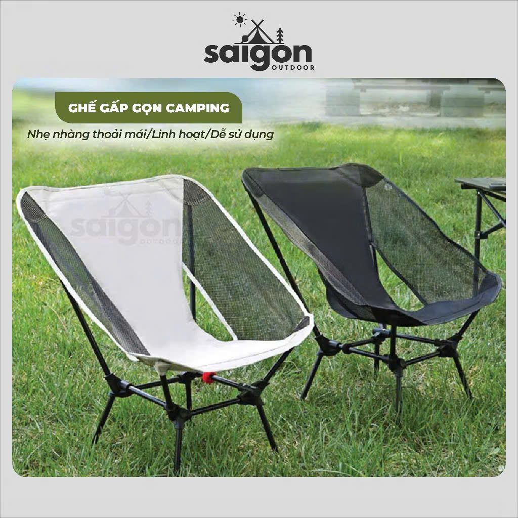Ghế Dã Ngoại có thể tháo rời gấp gọn SAIGON OUTDOOR với 2 bên lưới thoáng mát và túi đựng bằng vải