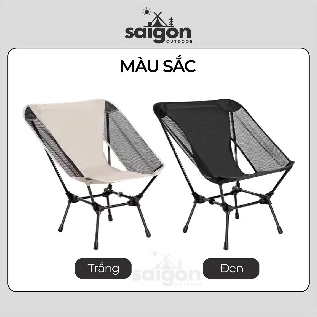 Ghế Dã Ngoại có thể tháo rời gấp gọn SAIGON OUTDOOR với 2 bên lưới thoáng mát và túi đựng bằng vải