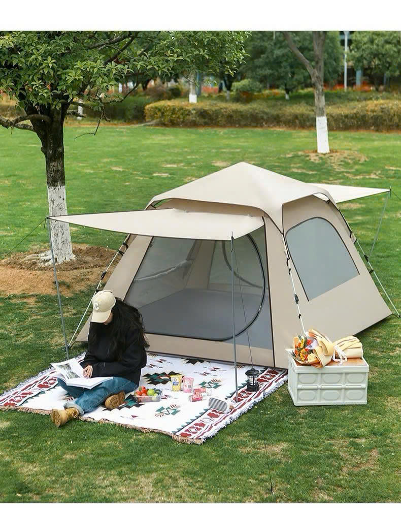 Lều Dã Ngoại Gấp Gọn Cho 3-6 Người – Saigon Outdoor – Chống Nắng Mưa, Dễ Mang Theo - Màu Kem