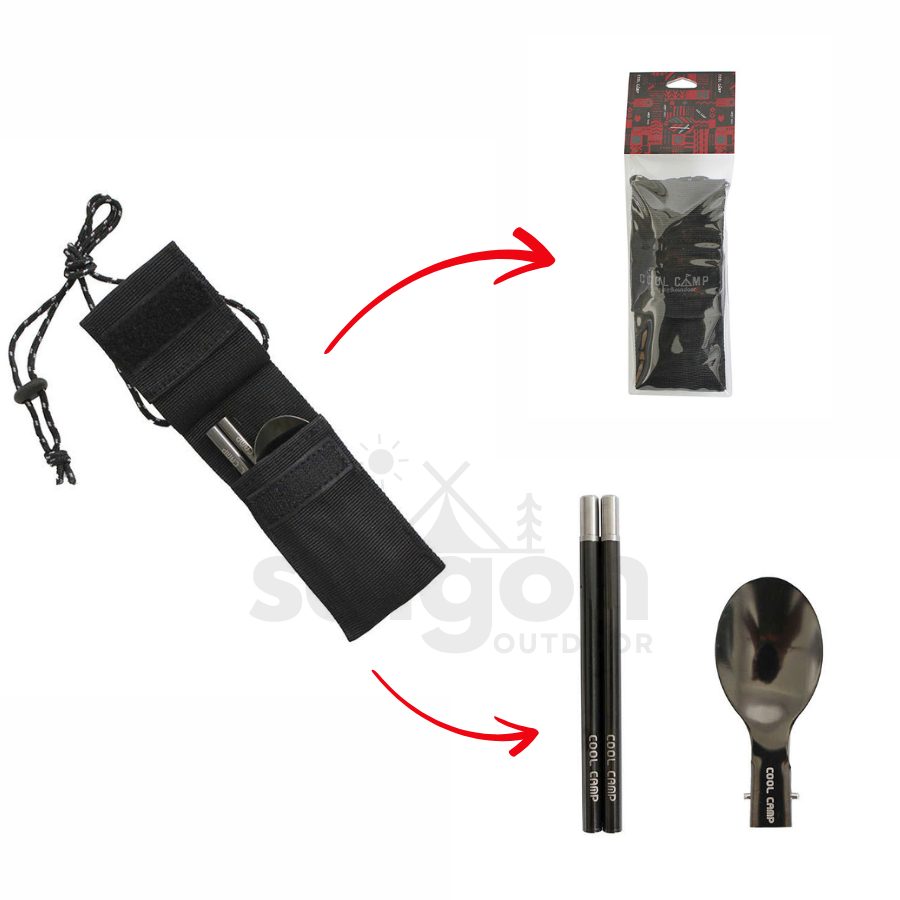 Bộ Muỗng Đũa Gấp Gọn Inox 304 Dã Ngoại, Tiện Lợi Cho Cắm Trại, Leo Núi, Du Lịch, Dã Ngoại