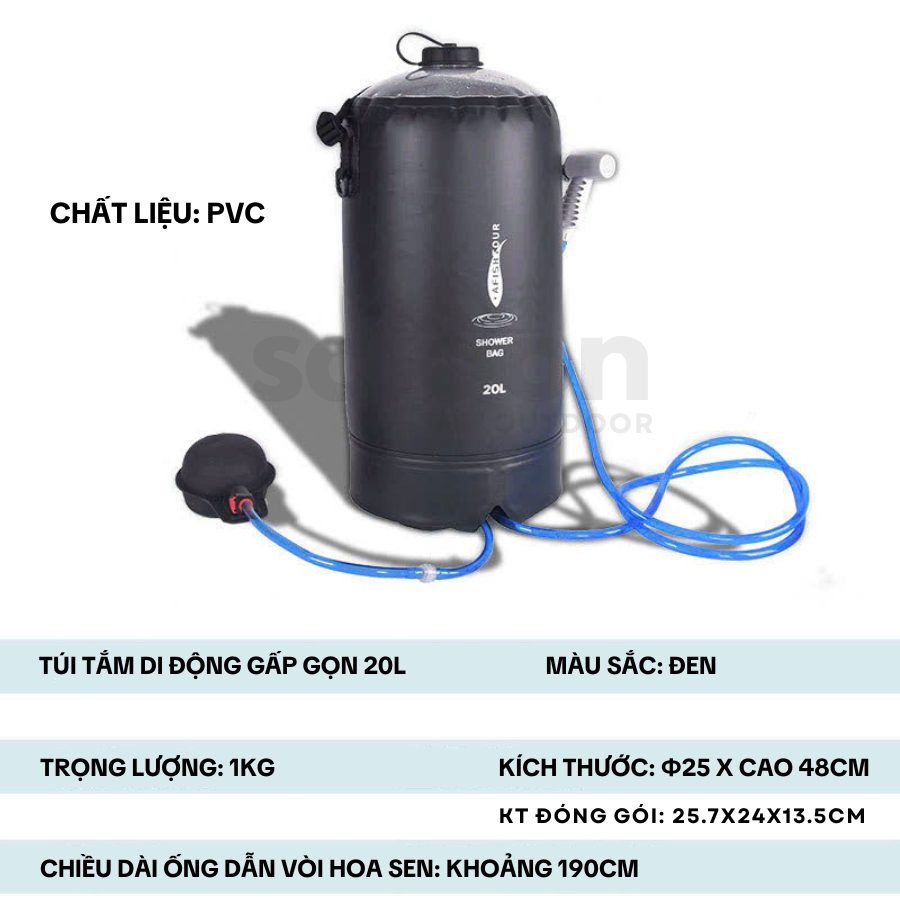 Túi Tắm Di Động Gấp Gọn Ngoài Trời, Dụng Cụ Tắm Dã Ngoại, Cắm Trại, Leo Núi Tiện Lợi