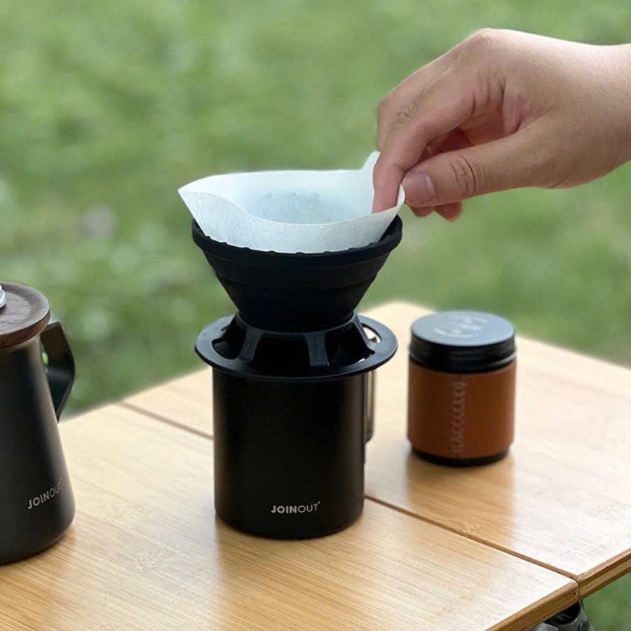 Bộ Pha Cà Phê Du Lịch Pour-Over Cầm Tay Dã Ngoại, Dùng Trên Xe Hơi, Cắm Trại, V60 Phễu Lọc Silicon