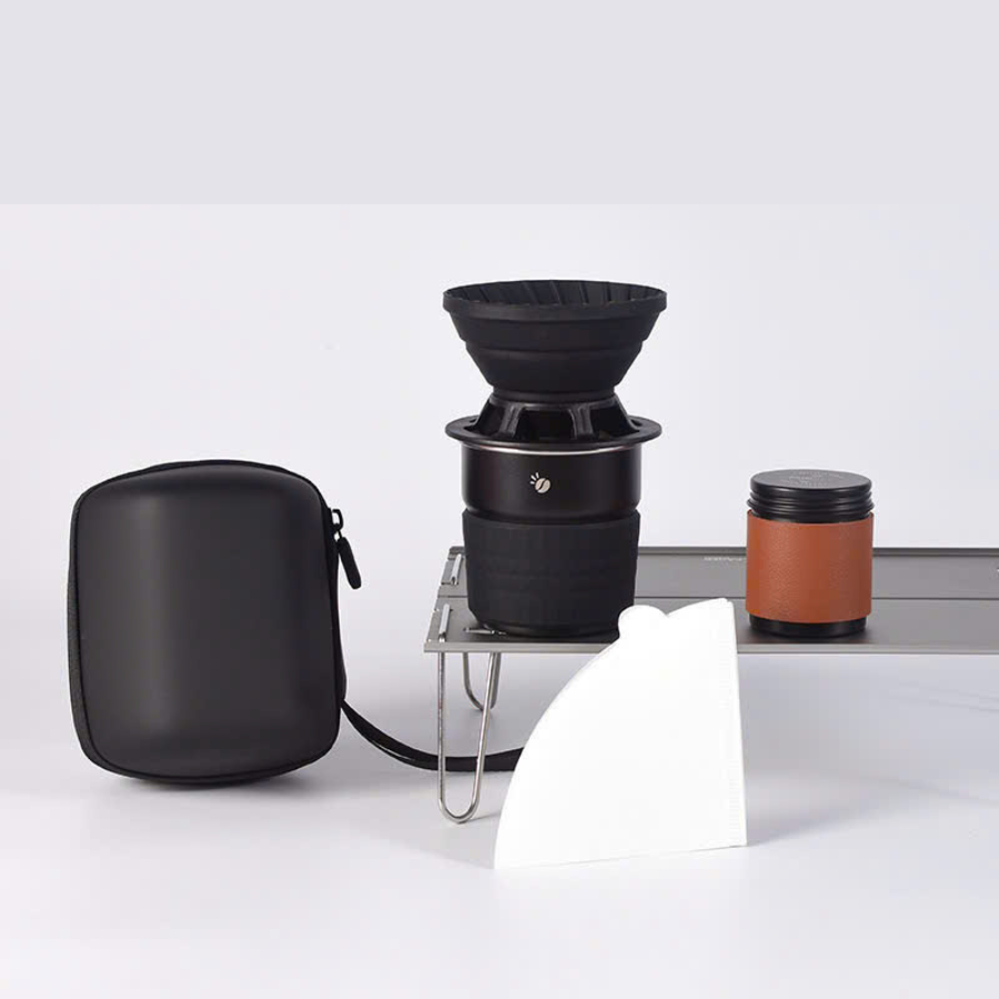 Bộ Pha Cà Phê Du Lịch Pour-Over Cầm Tay Dã Ngoại, Dùng Trên Xe Hơi, Cắm Trại, V60 Phễu Lọc Silicon