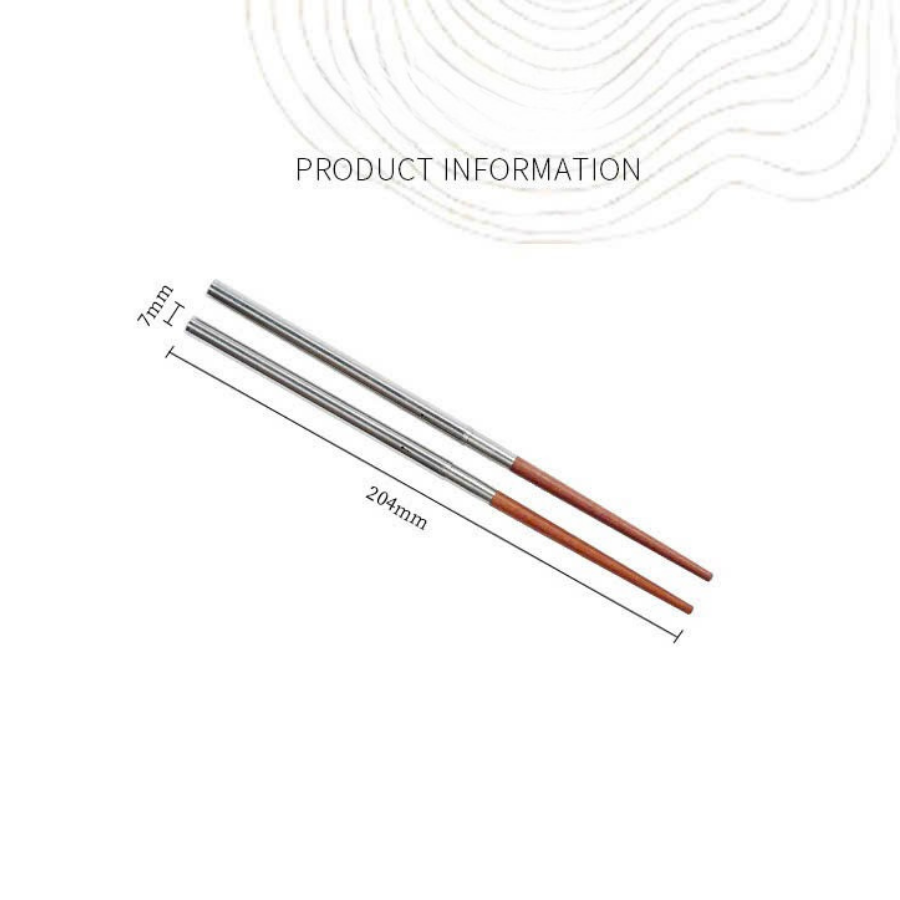 Đũa Gỗ Gấp Gọn Cắm Trại Kèm Bao Da Cao Cấp - Đũa Gỗ Tự Nhiên, Thép Không Gỉ, Gấp Gọn