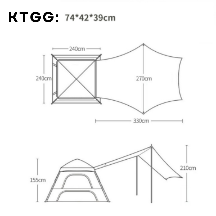 Lều Cắm Trại Tự Bung 3-6 Người Bắc Cực Lang – Chống Mưa, Kèm Mái Che Ngoài Trời Saigon Outdoor