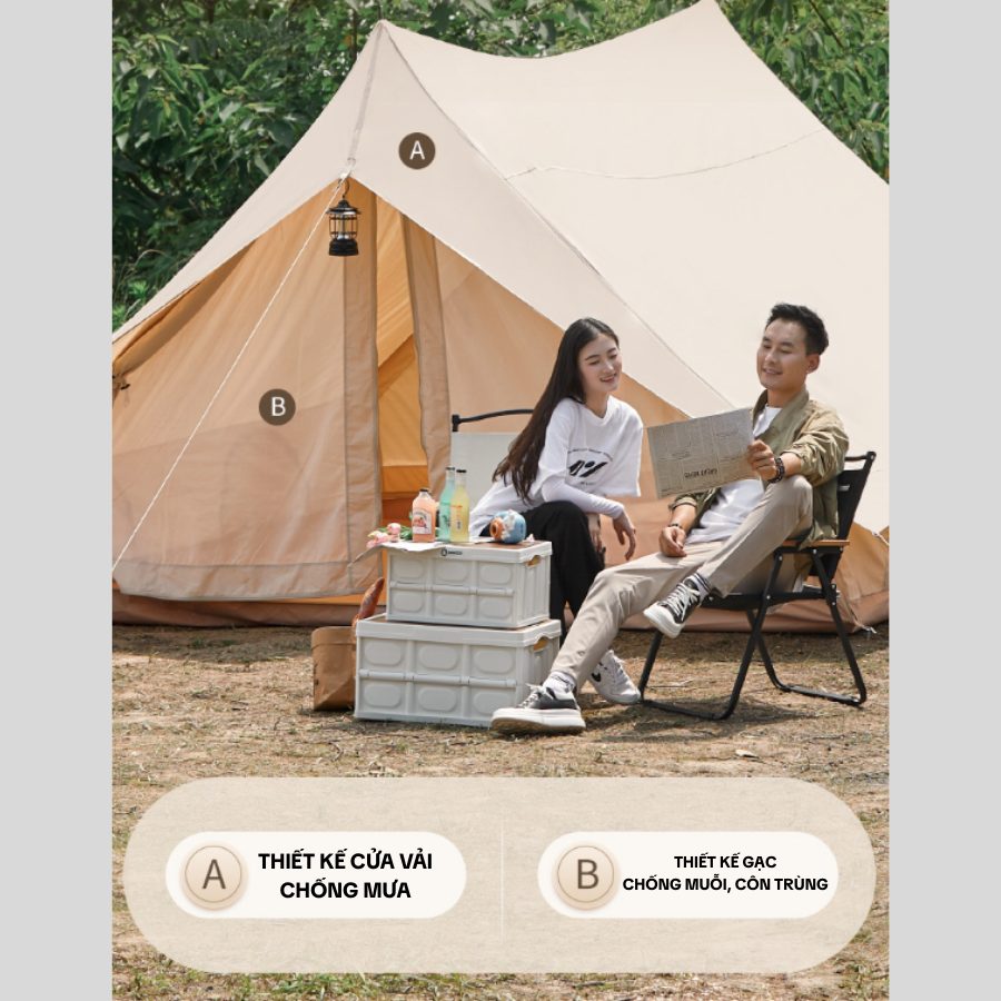 Lều Cắm Trại Cao Cấp Kiểu Nhà Biệt Thự - Chống Bão, Chất Liệu Bông Dày, Sang Trọng - Saigon Outdoor