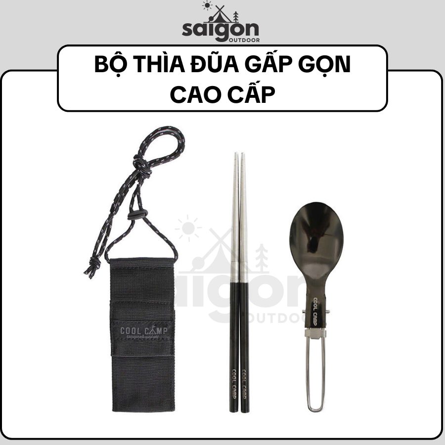 Bộ Muỗng Đũa Gấp Gọn Inox 304 Dã Ngoại, Tiện Lợi Cho Cắm Trại, Leo Núi, Du Lịch, Dã Ngoại