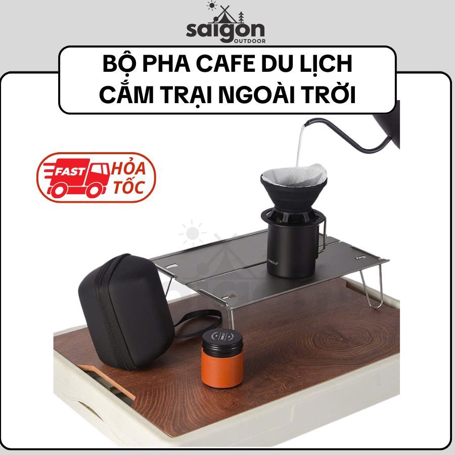 Bộ Pha Cà Phê Du Lịch Pour-Over Cầm Tay Dã Ngoại, Dùng Trên Xe Hơi, Cắm Trại, V60 Phễu Lọc Silicon