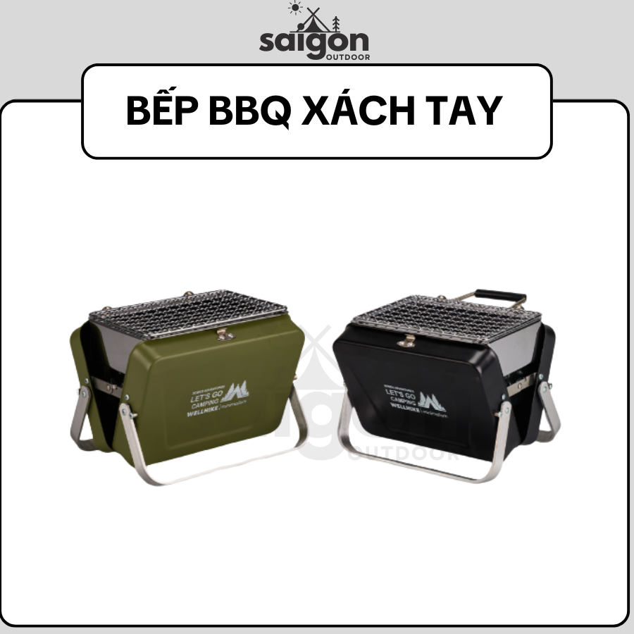 Bếp nướng dã ngoại mini di động - gấp gọn, tháo rời, xách tay, dùng cho cắm trại, tiệc nướng BBQ