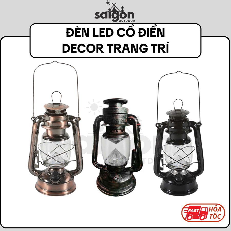Đèn Dầu Cắm Trại Cổ Điển Sạc Lâu Ngày Ngoài Trời Đèn Trang Trí Không Gian SaiGon Outdoor