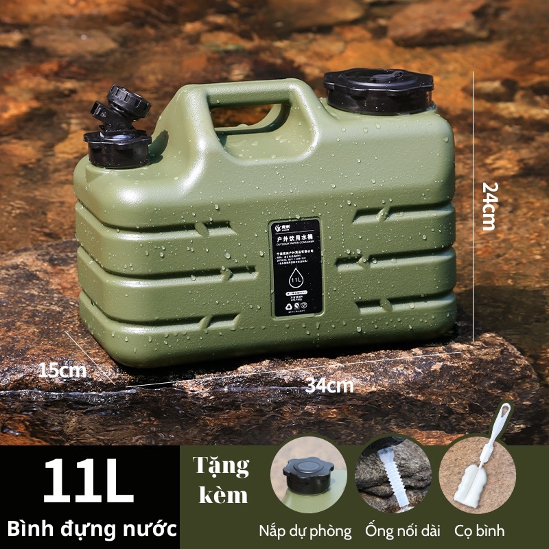 Thùng Đựng Nước, Can Dự Trữ Nước Dã Ngoại 11L - 25L - Có Vòi Rót Tiện Dụng Mang Theo Cắm Trại, Du Lịch Kèm Dụng Cụ Vệ Sinh