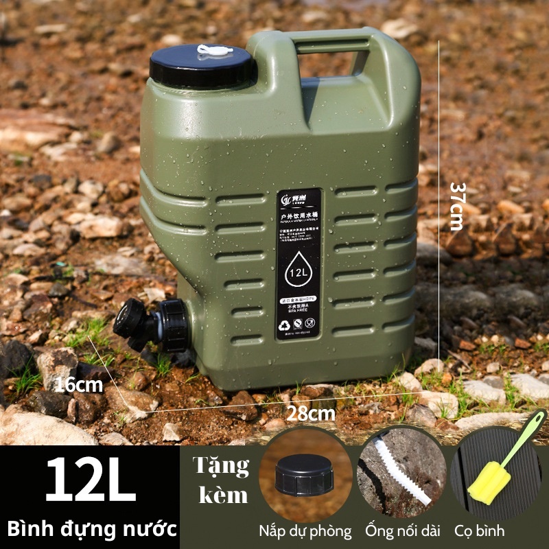 Thùng Đựng Nước, Can Dự Trữ Nước Dã Ngoại 11L - 25L - Có Vòi Rót Tiện Dụng Mang Theo Cắm Trại, Du Lịch Kèm Dụng Cụ Vệ Sinh