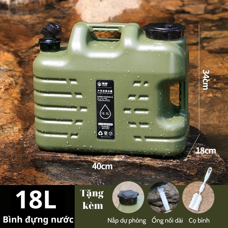 Thùng Đựng Nước, Can Dự Trữ Nước Dã Ngoại 11L - 25L - Có Vòi Rót Tiện Dụng Mang Theo Cắm Trại, Du Lịch Kèm Dụng Cụ Vệ Sinh