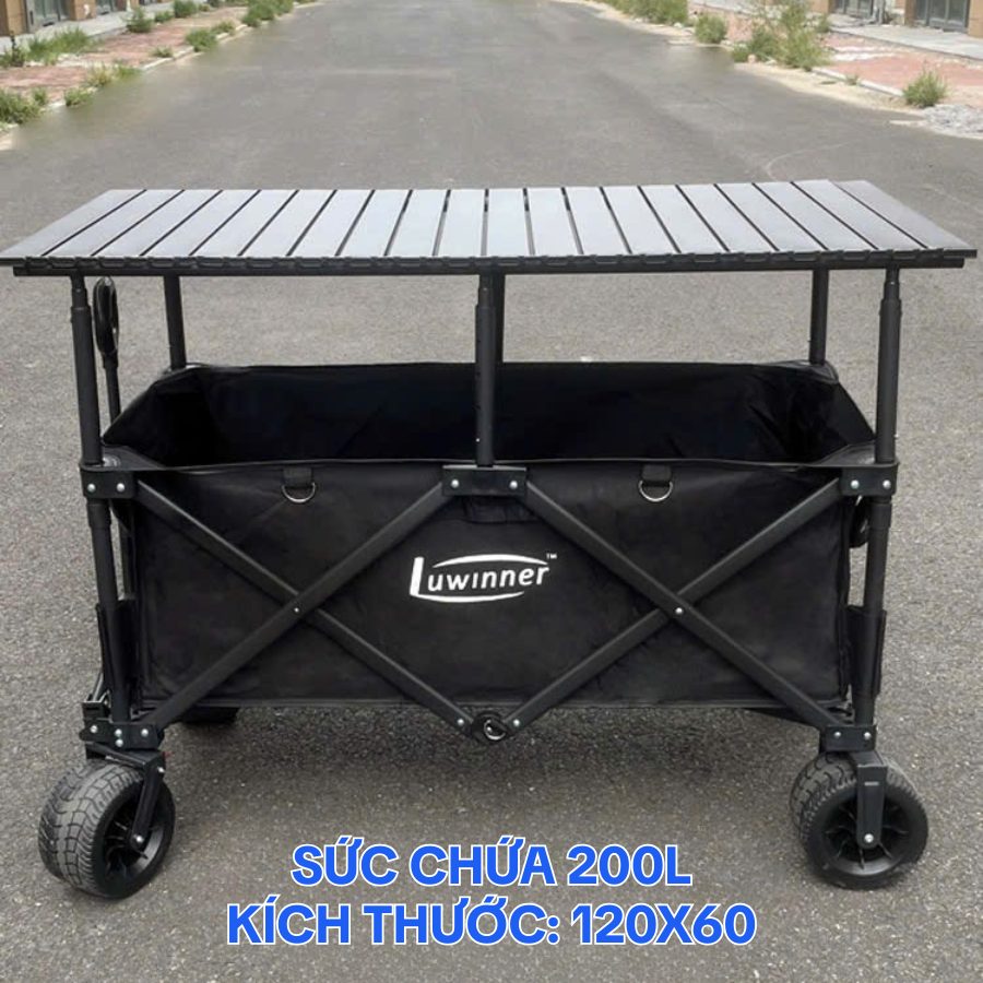 Xe Bán Hàng Di Động Kiểu Mới Có Thể Nâng Hạ, Kèm Dù Che, Mặt Bàn Lớn Gấp Gọn - Xe Kéo Đi Chợ
