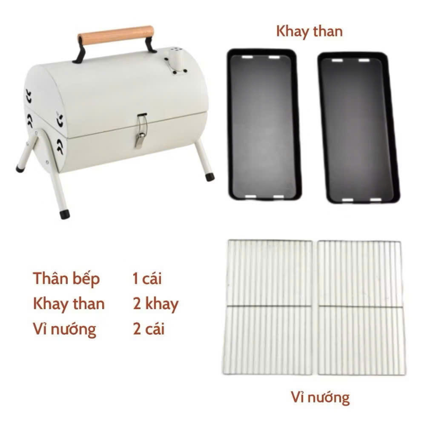 Bếp nướng than ngoài trời gấp gọn, bếp nướng không khói 2 mặt có ống khói, bếp nướng đa năng