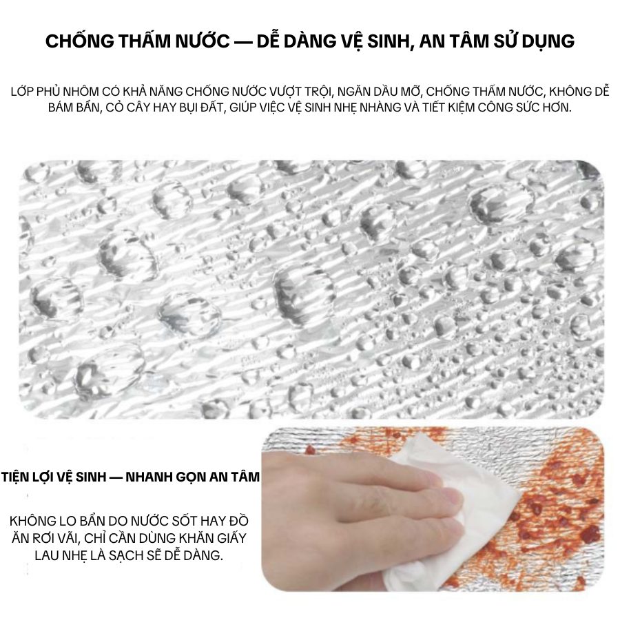 Tấm lót chống ẩm, phụ kiện lều cắm trại ngoài trời, thảm trải picnic du lịch phủ nhôm cách nhiệt