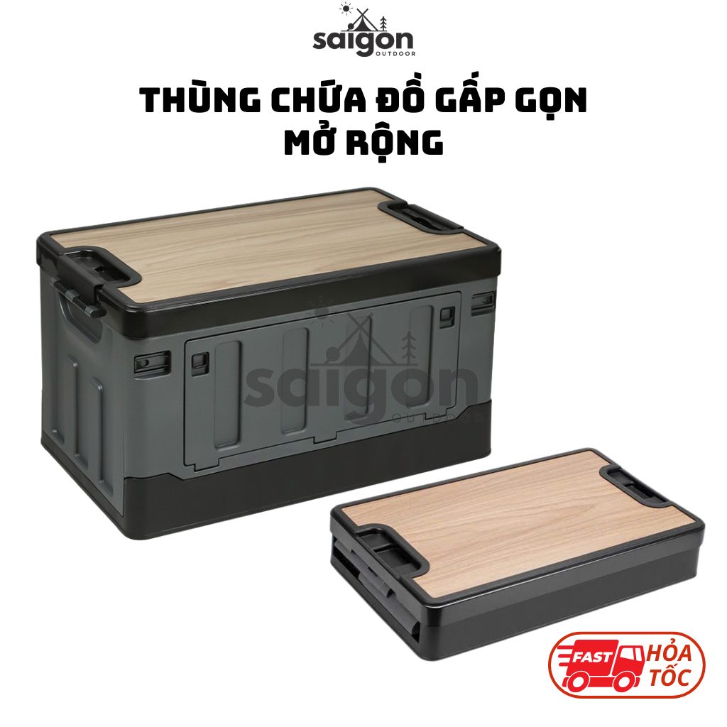 Thùng Bàn Chứa Đồ Mở Rộng Dã Ngoại Dung Tích 38L / 70L Gấp Gọn Tiện Lợi - SAIGON OUTDOOR