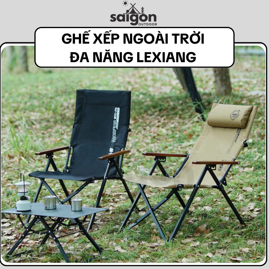 Ghế xếp ngoài trời LeXiang - Ghế dựa thư giãn bằng hợp kim nhôm dùng cho cắm trại 4 chế độ