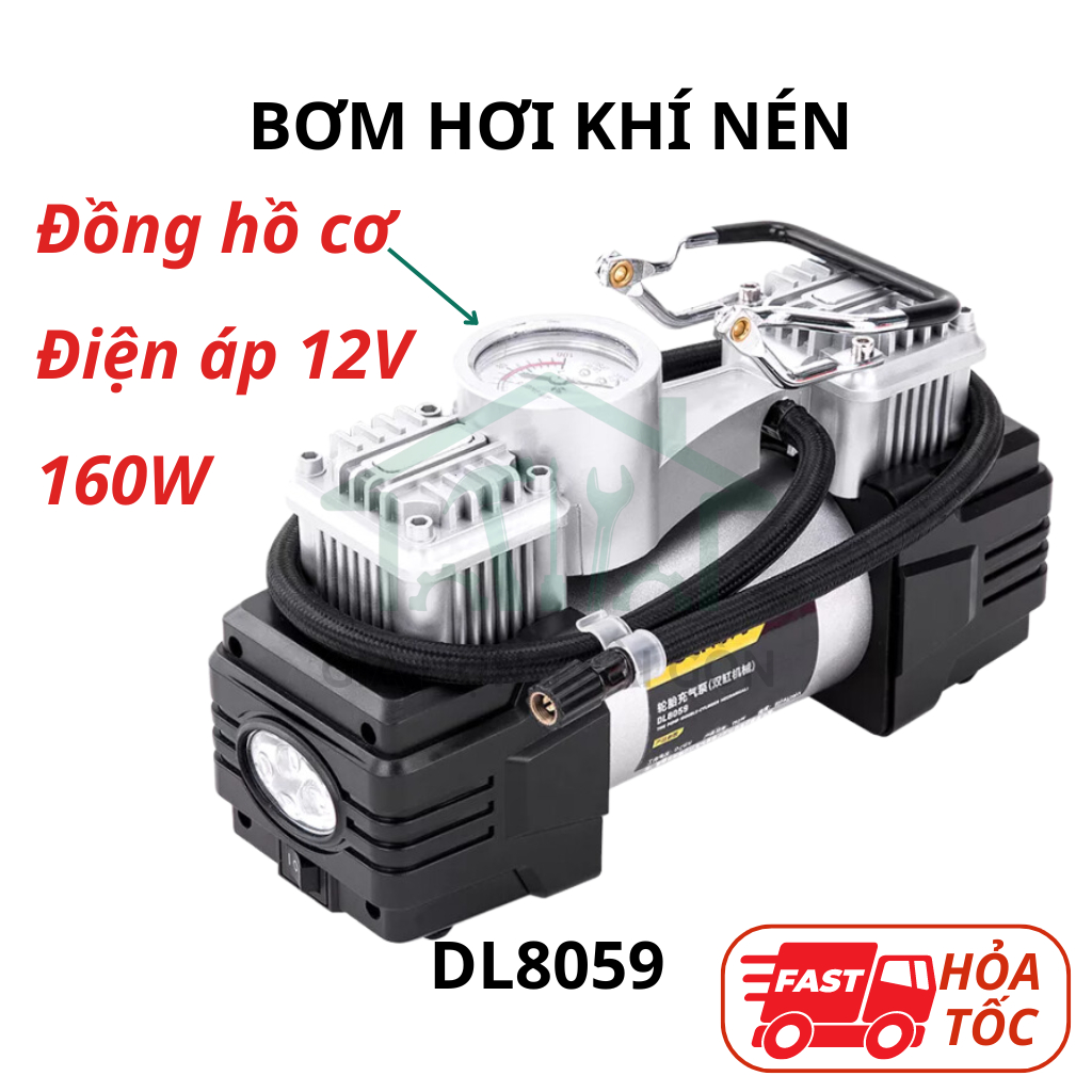 Bơm hơi khí nén chuyên dụng cho ô tô công suất cao 100-180W - Điện áp 12V - Bơm lốp xe ô tô đa năng