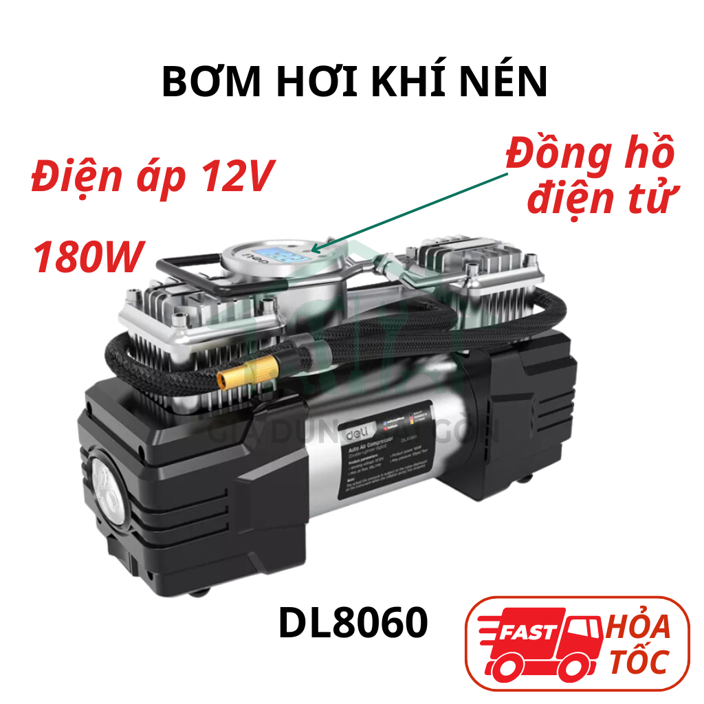 Bơm hơi khí nén chuyên dụng cho ô tô công suất cao 100-180W - Điện áp 12V - Bơm lốp xe ô tô đa năng