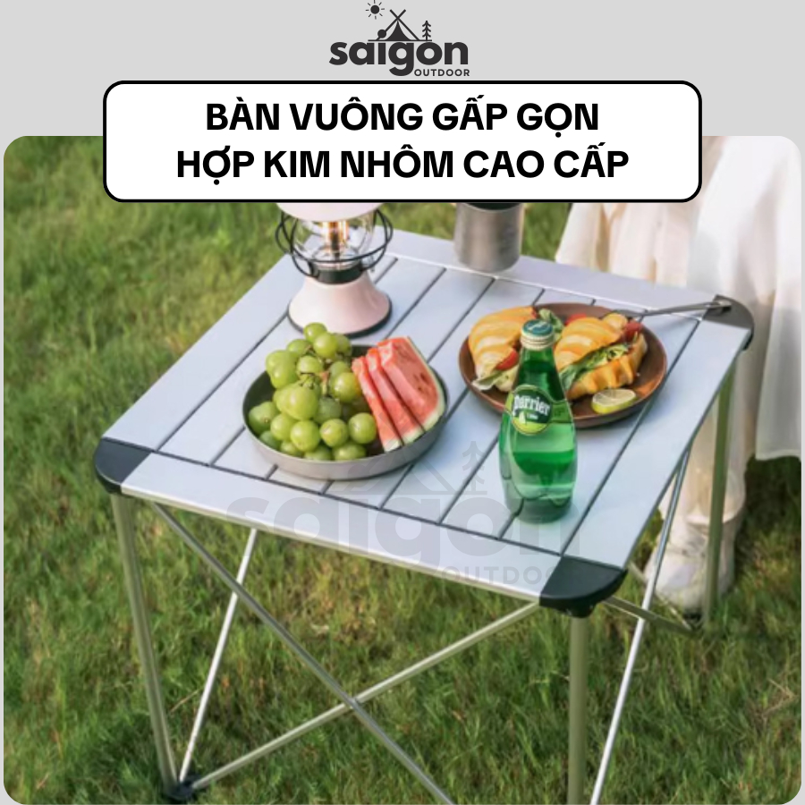 Bàn Vuông Gấp Gọn Ngoài Trời Bằng Hợp Kim Nhôm Siêu Nhẹ - Bàn Dã Ngoại, Cắm Trại, BBQ