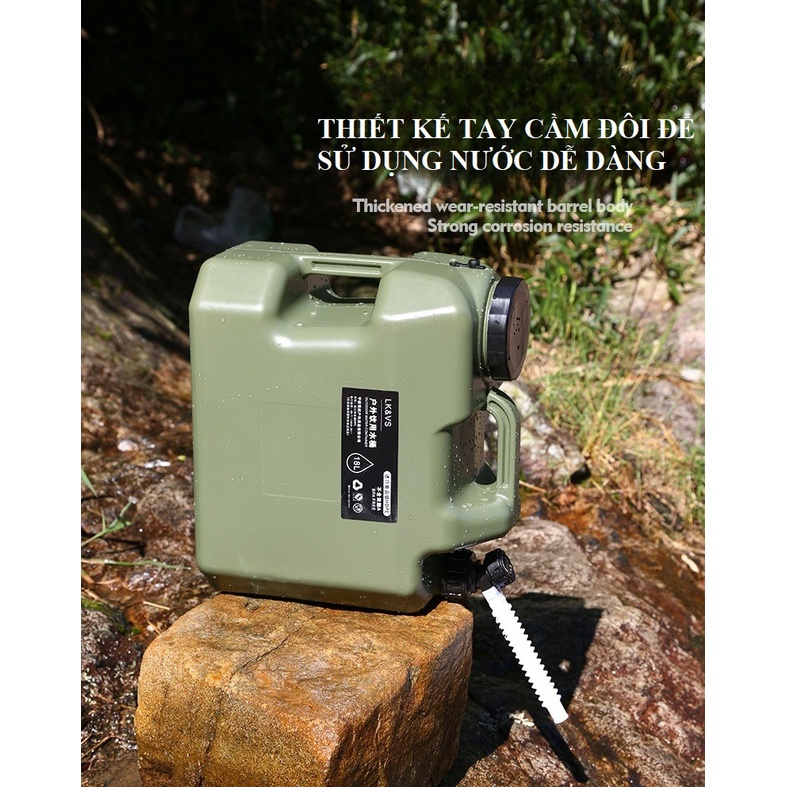 Thùng Đựng Nước, Can Dự Trữ Nước Dã Ngoại 11L - 25L - Có Vòi Rót Tiện Dụng Mang Theo Cắm Trại, Du Lịch Kèm Dụng Cụ Vệ Sinh