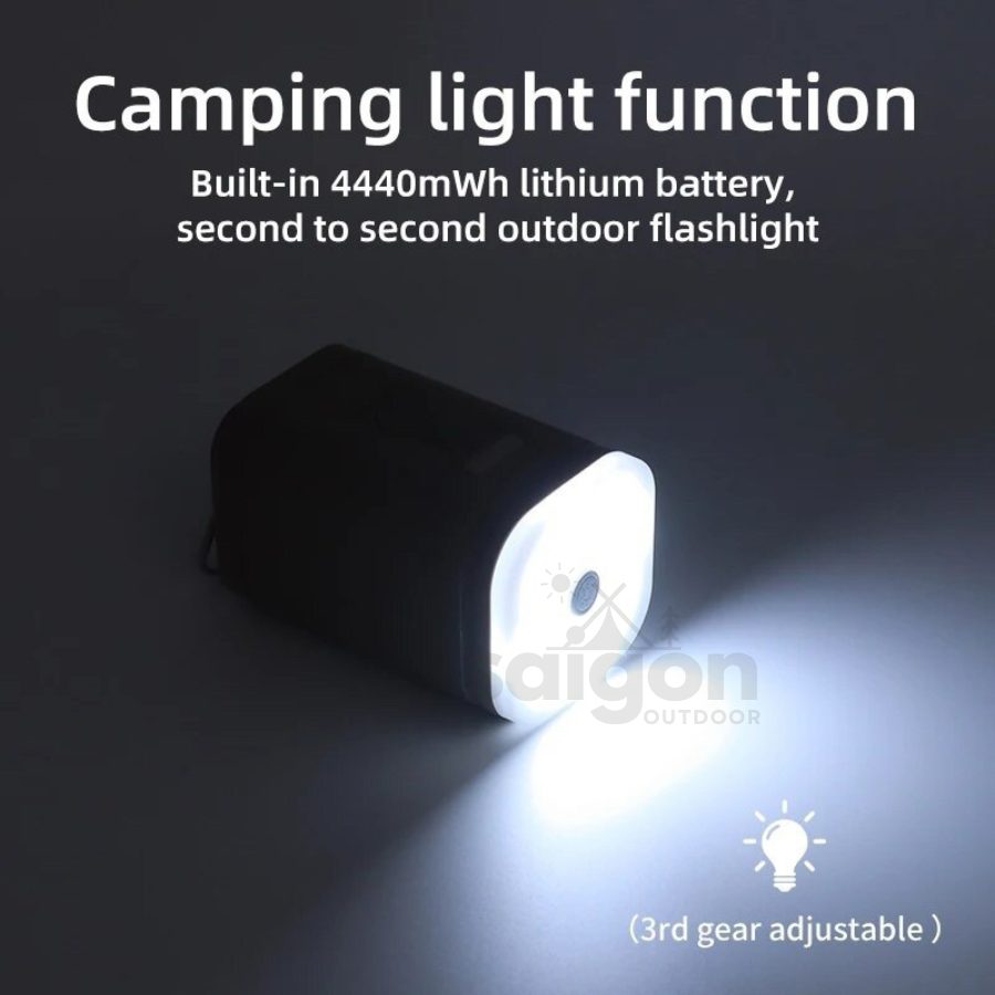Máy Bơm, Hút Đệm Hơi, Phao Thuyền Camping Dã Ngoại Có Đèn 3 Chế Độ 1200mAh - Màu Đen