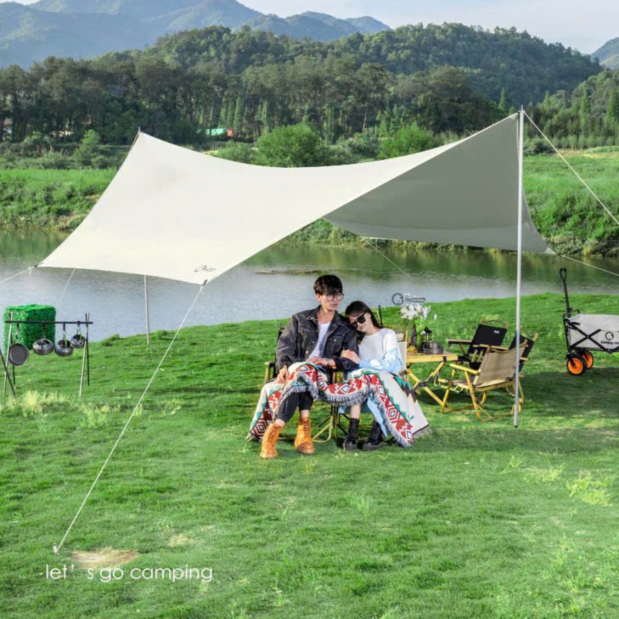 Tấm Tăng Bạt Dã Ngoại Chống Mưa, Tia UV, Chị Lực Gió Tốt Gấp Gọn Tiện Lợi - Trắng