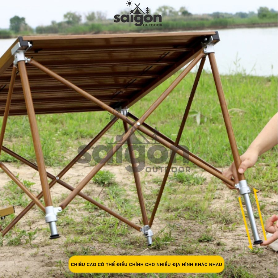Bàn Dã Ngoại Hợp Kim Nhôm Gấp Gọn Có Túi Đựng Cao Cấp Saigon OutDoor - Chân Bàn Có Thể Nâng Hạ