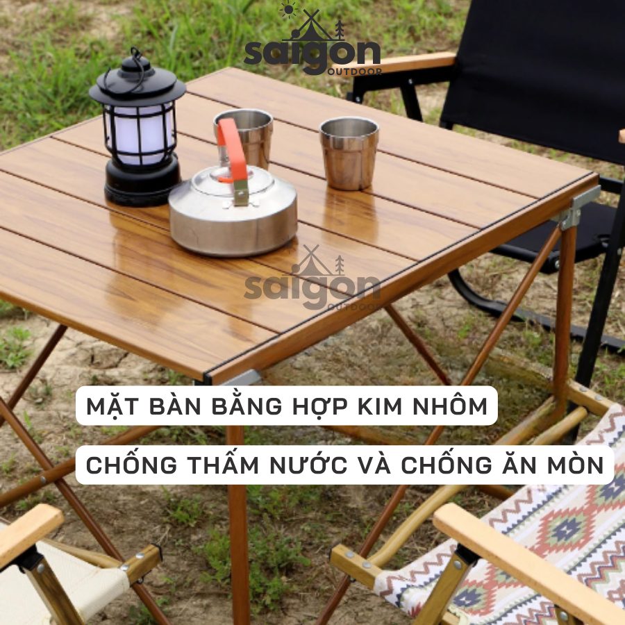 Bàn Dã Ngoại Hợp Kim Nhôm Gấp Gọn Có Túi Đựng Cao Cấp Saigon OutDoor - Chân Bàn Có Thể Nâng Hạ
