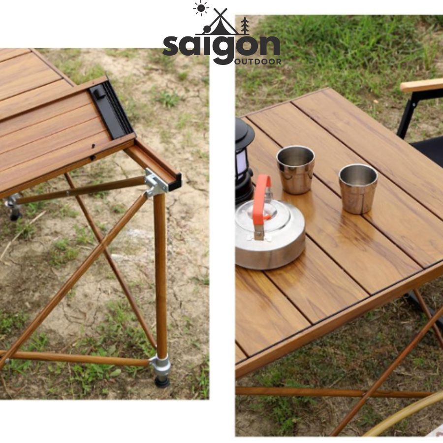 Bàn Dã Ngoại Hợp Kim Nhôm Gấp Gọn Có Túi Đựng Cao Cấp Saigon OutDoor - Chân Bàn Có Thể Nâng Hạ