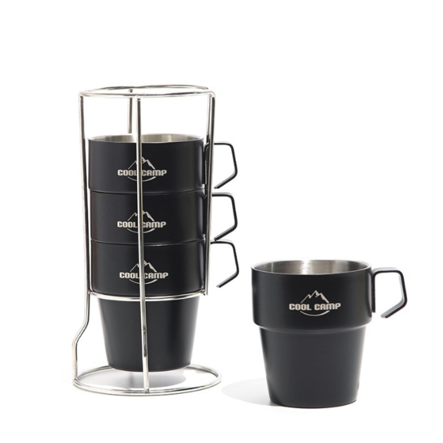 Bộ 4 ly inox 304 giữ nhiệt 2 lớp – Cách nhiệt, chống bỏng, tiện dụng mang đi - Ly cà phê cách nhiệt