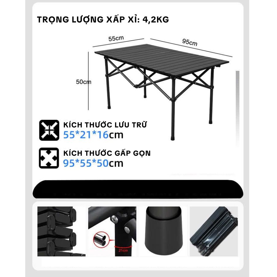 Bàn Gấp Dã Ngoại Hợp Kim Nhôm Cao Cấp - Bàn Xếp Tiện Lợi Cho Cắm Trại, Bán Hàng, BBQ Saigon Outdoor