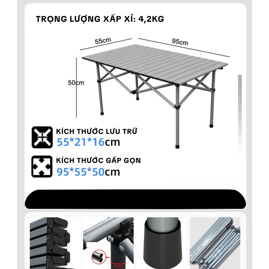 Bàn Gấp Dã Ngoại Hợp Kim Nhôm Cao Cấp - Bàn Xếp Tiện Lợi Cho Cắm Trại, Bán Hàng, BBQ Saigon Outdoor