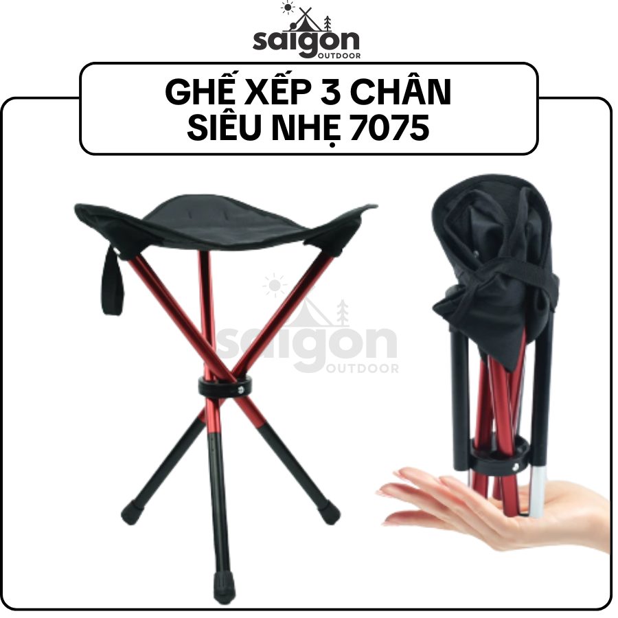 Ghế Gấp Dã Ngoại 7075 Siêu Nhẹ, Ghế Ba Chân Mini Ghế Câu Cá, Ghế Cắm Trại, Ghế Xếp Bằng Hợp Kim Nhôm