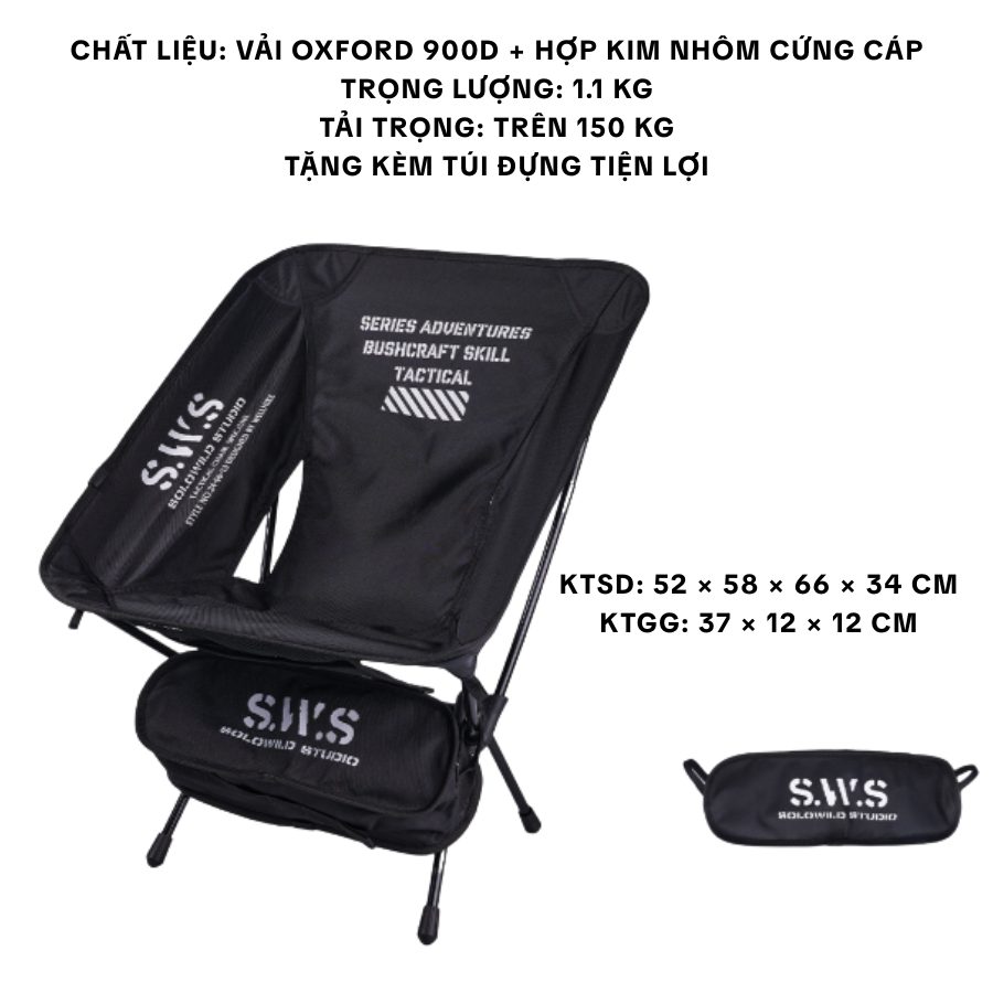 Ghế Gấp Dã Ngoại Kiểu Dáng Mặt Trăng S.W.S – Ghế Tựa Camping Nhôm Siêu Nhẹ, Gọn Gàng, Dễ Mang SGOD