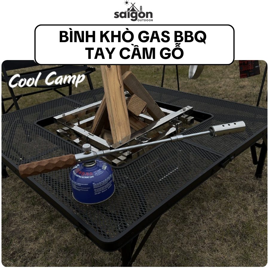 Máy Khò Cao Cấp COOLCAMP – Tay cầm gỗ tiện dụng cho nướng ngoài trời, cắm trại, BBQ
