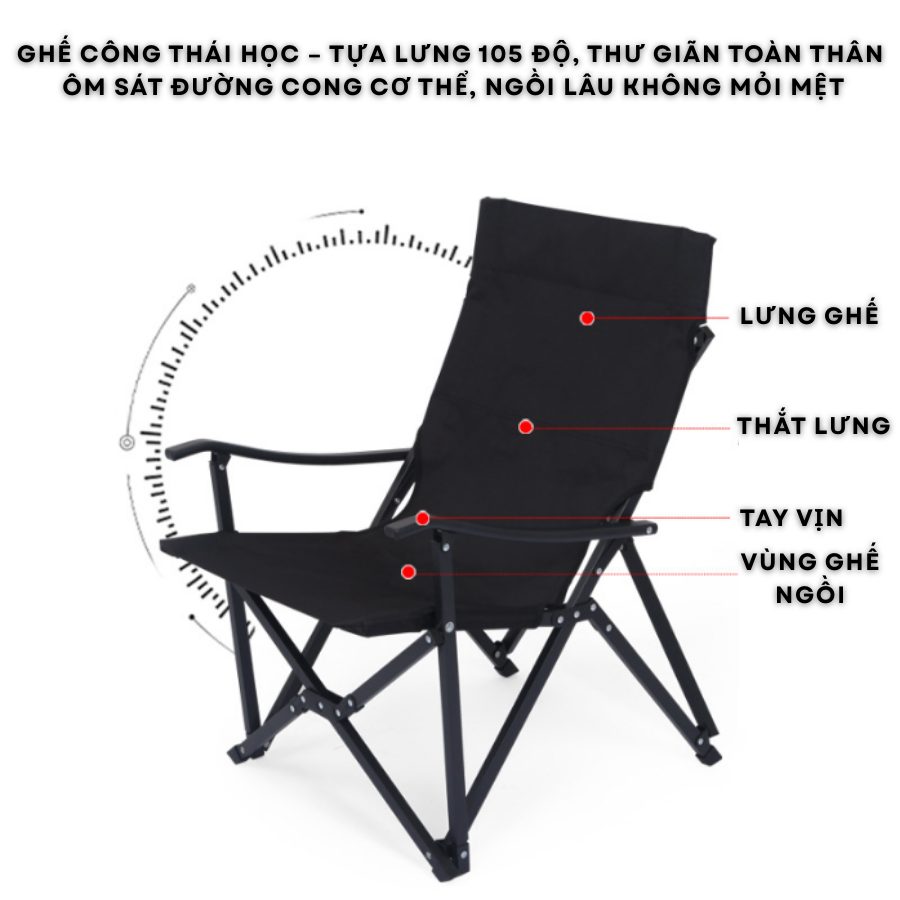 Ghế xếp dã ngoại Xiaochuan Ghế gấp có tựa lưng, tiện lợi mang theo, phù hợp cắm trại, câu cá, làm bằng vải bố