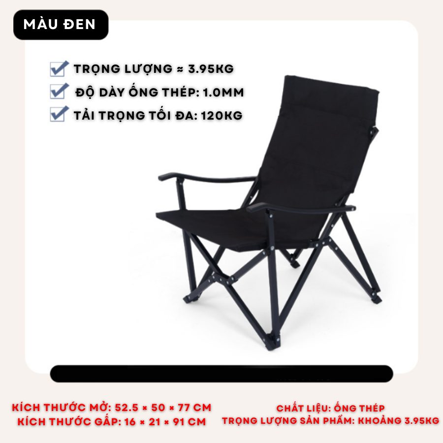 Ghế xếp dã ngoại Xiaochuan Ghế gấp có tựa lưng, tiện lợi mang theo, phù hợp cắm trại, câu cá, làm bằng vải bố