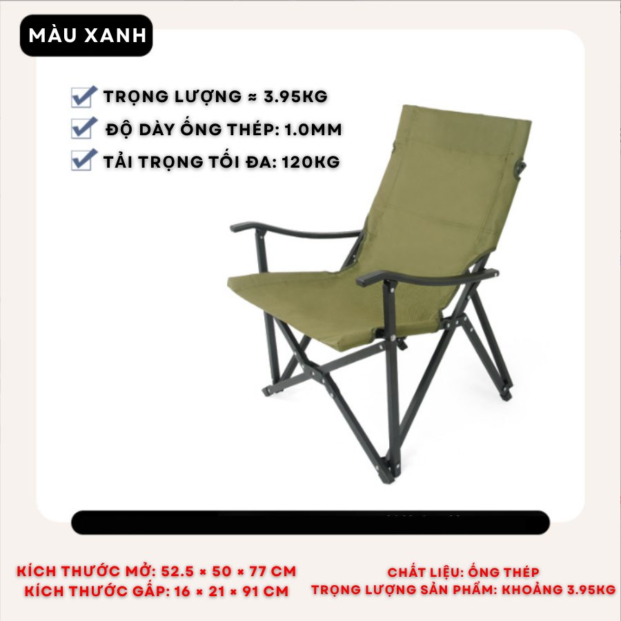 Ghế xếp dã ngoại Xiaochuan Ghế gấp có tựa lưng, tiện lợi mang theo, phù hợp cắm trại, câu cá, làm bằng vải bố