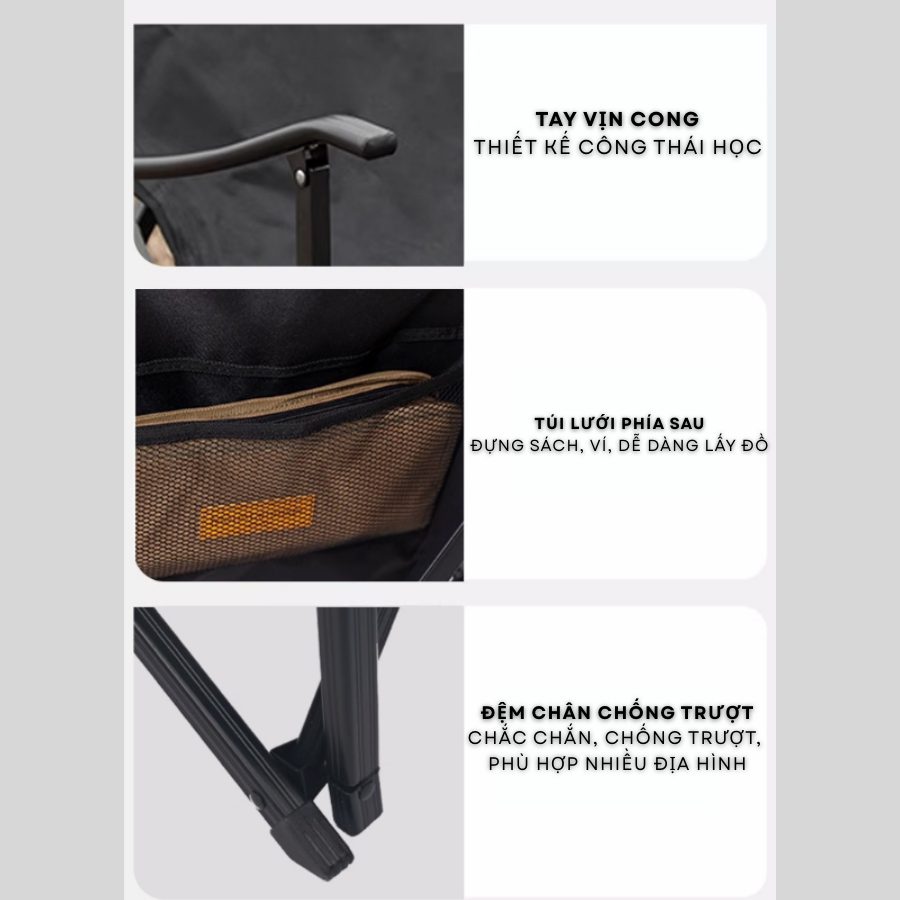 Ghế xếp dã ngoại Xiaochuan Ghế gấp có tựa lưng, tiện lợi mang theo, phù hợp cắm trại, câu cá, làm bằng vải bố